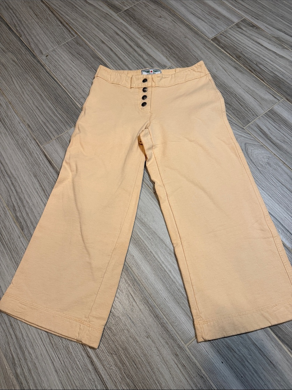 Hard Tail Peach-Orange Wide Leg Kids Pants with Front Buttons